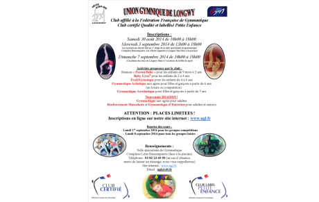 Permanences inscriptions saison 2014/2015 :