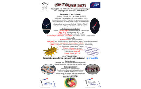 Permanences inscriptions saison 2015/2016